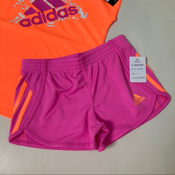 Adidas cute neon pink shorts set 6216 - Picture 4 of 6
